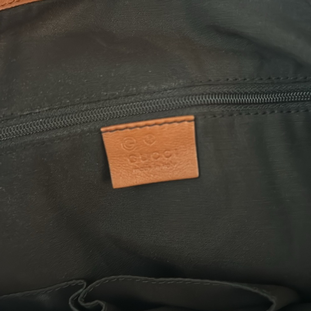 Gucci Large Guccisima Embossed Tan/Cognac Leather Tote with Removable Strap - Picture 9 of 10